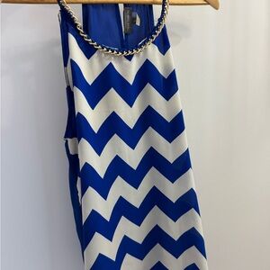Vince Camuto Blue Dress with Gold Chain Accent